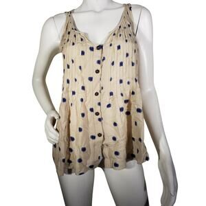 Maeve Anthropologie Womens Sz Button Up Saona Polka Dot Tank Top Pleat Swing